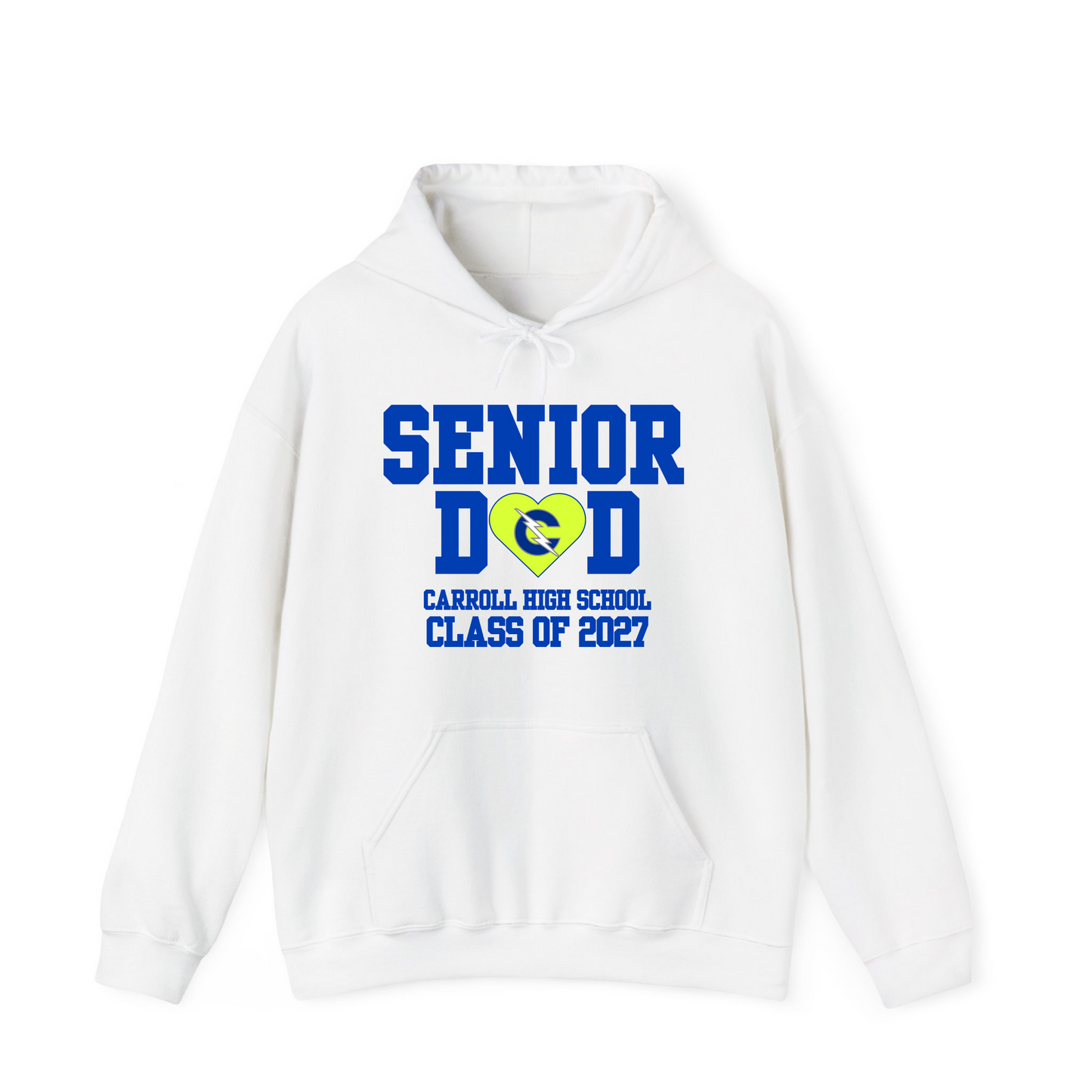 Carroll High School Class of 2027 Senior Dad Hoodie Sweatshirt Neon Heart
