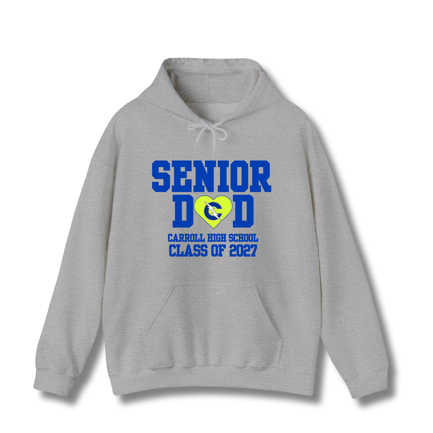 Carroll High School Class of 2027 Senior Dad Hoodie Sweatshirt Neon Heart