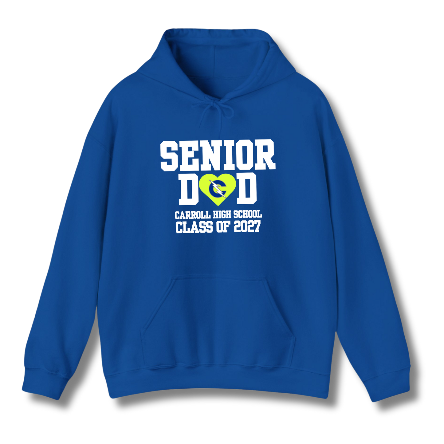 Carroll High School Class of 2027 Senior Dad Hoodie Sweatshirt Neon Heart