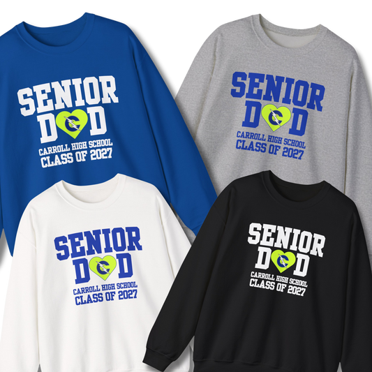 Carroll High School Class of 2027 Senior Dad Crewneck Sweatshirt Neon Heart