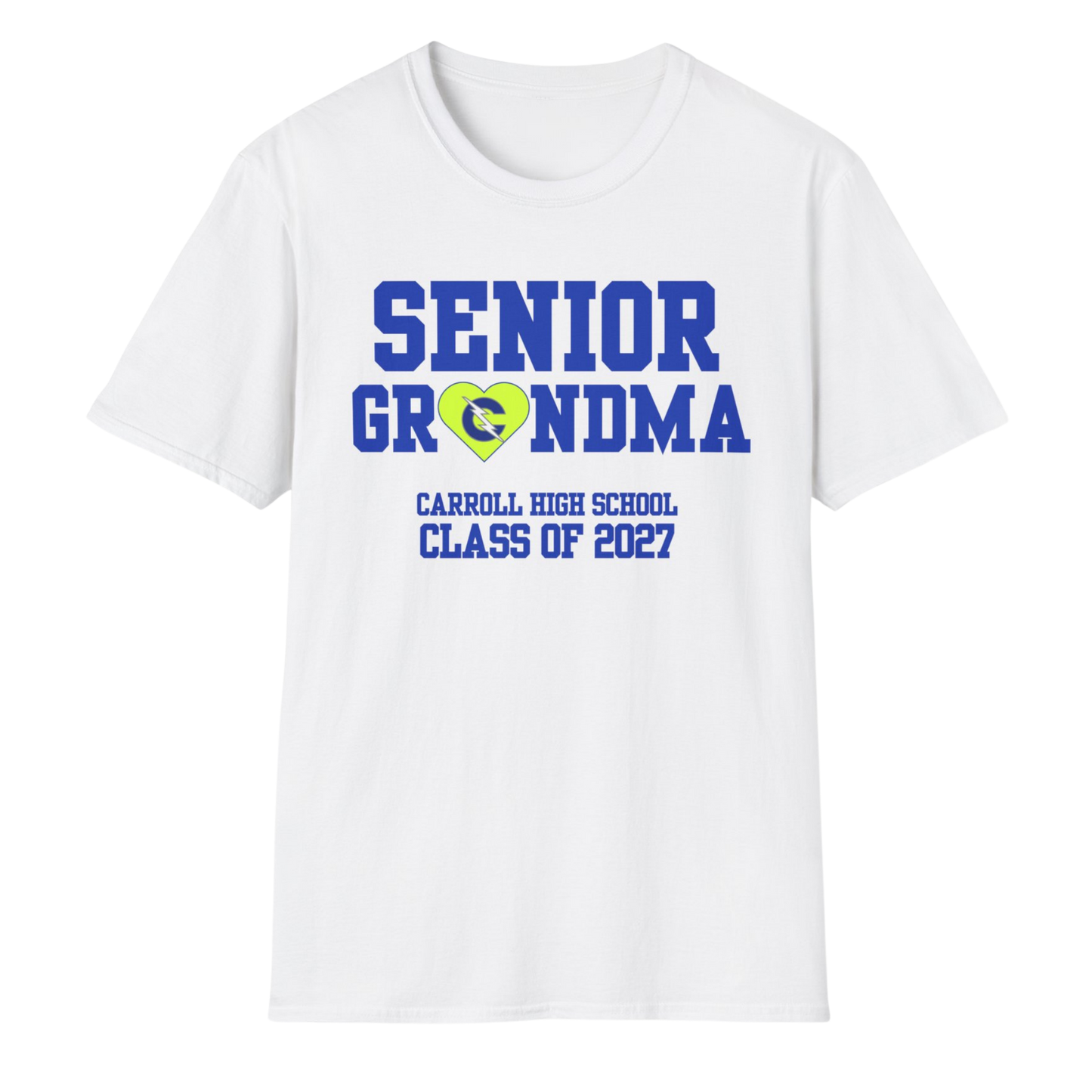 Carroll High School Class of 2027 Senior Grandma T-Shirt Neon Heart