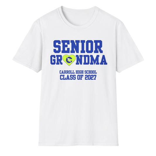 Carroll High School Class of 2027 Senior Grandma T-Shirt Neon Heart