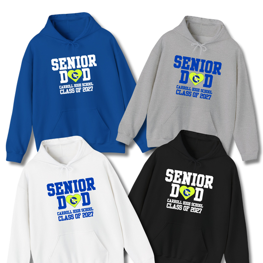 Carroll High School Class of 2027 Senior Dad Hoodie Sweatshirt Neon Heart