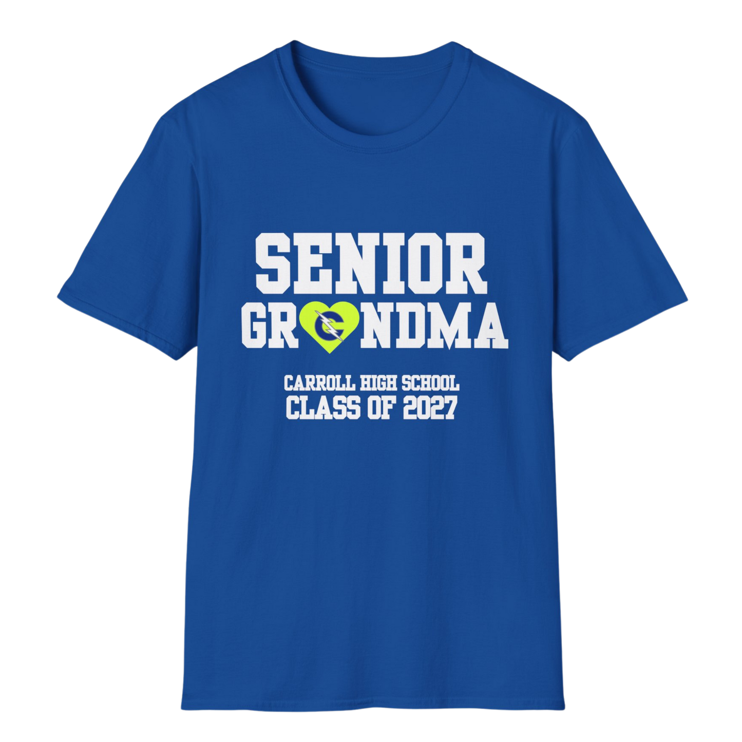 Carroll High School Class of 2027 Senior Grandma T-Shirt Neon Heart