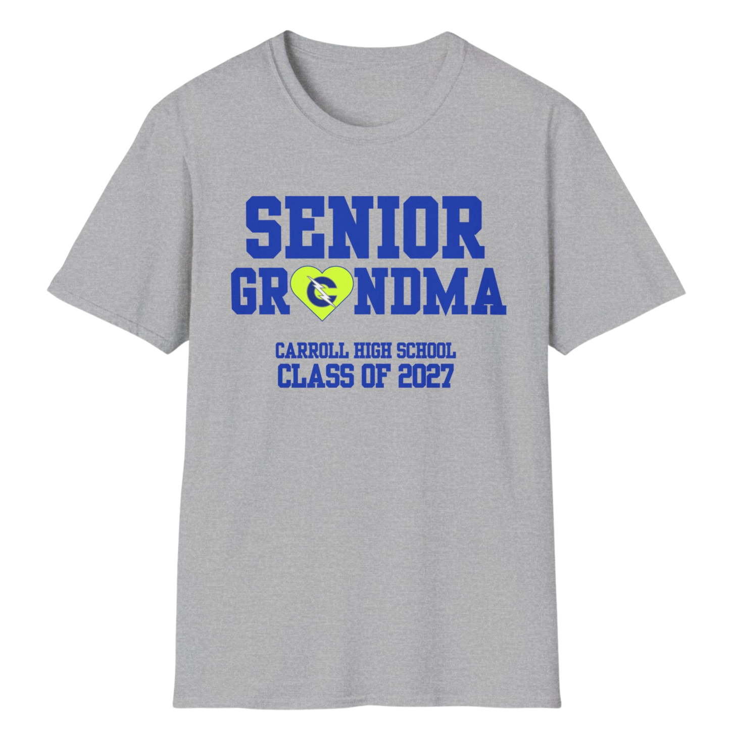 Carroll High School Class of 2027 Senior Grandma T-Shirt Neon Heart