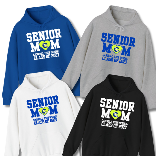 Carroll High School Class of 2027 Senior Mom Hoodie Sweatshirt Neon Heart