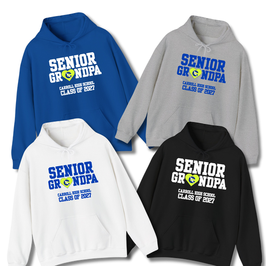 Carroll High School Class of 2027 Senior Grandpa Hoodie Sweatshirt Neon Heart