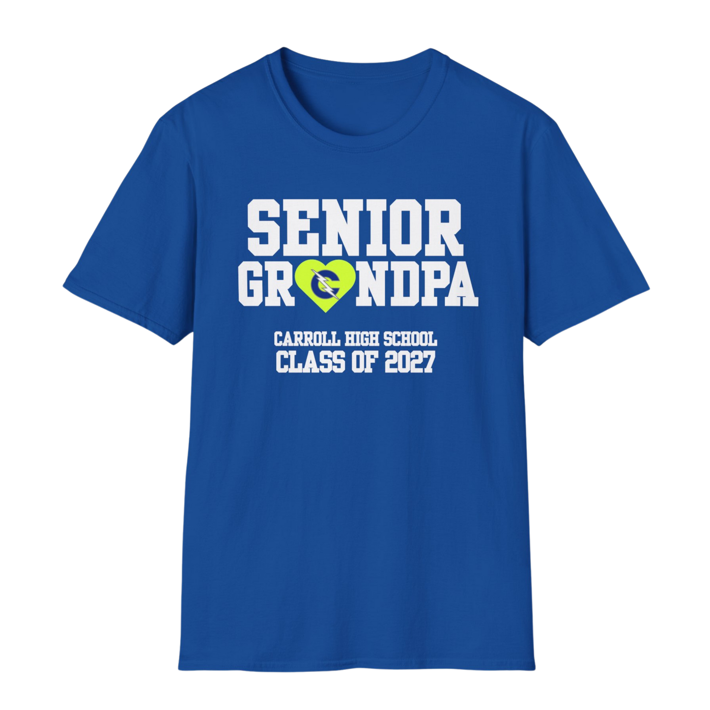 Carroll High School Class of 2027 Senior Grandpa T-Shirt Neon Heart