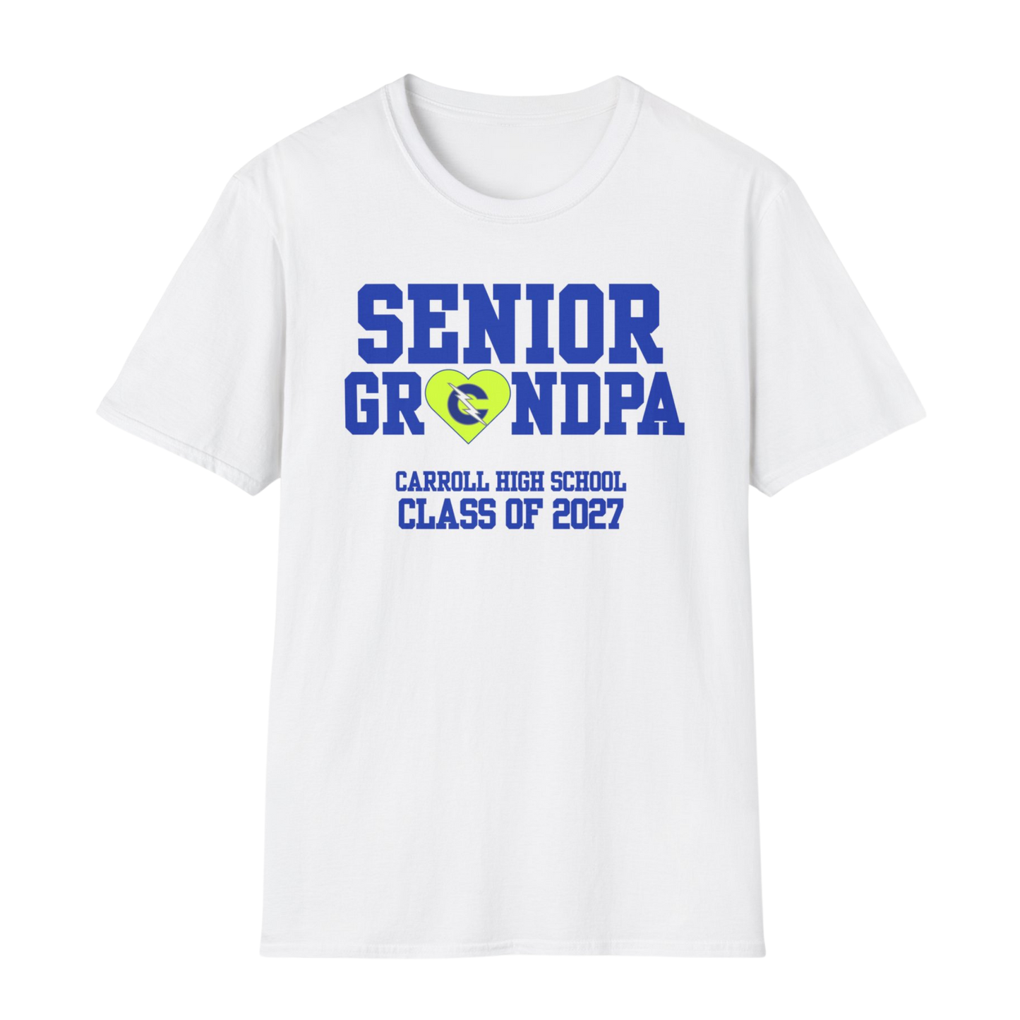 Carroll High School Class of 2027 Senior Grandpa T-Shirt Neon Heart