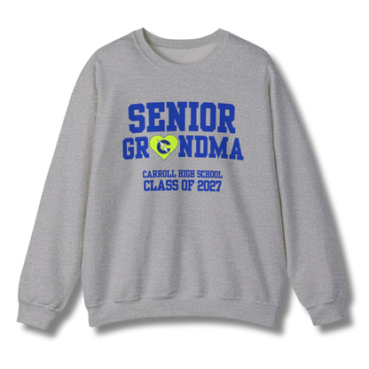 Carroll High School Class of 2027 Senior Grandma Crewneck Sweatshirt Neon Heart
