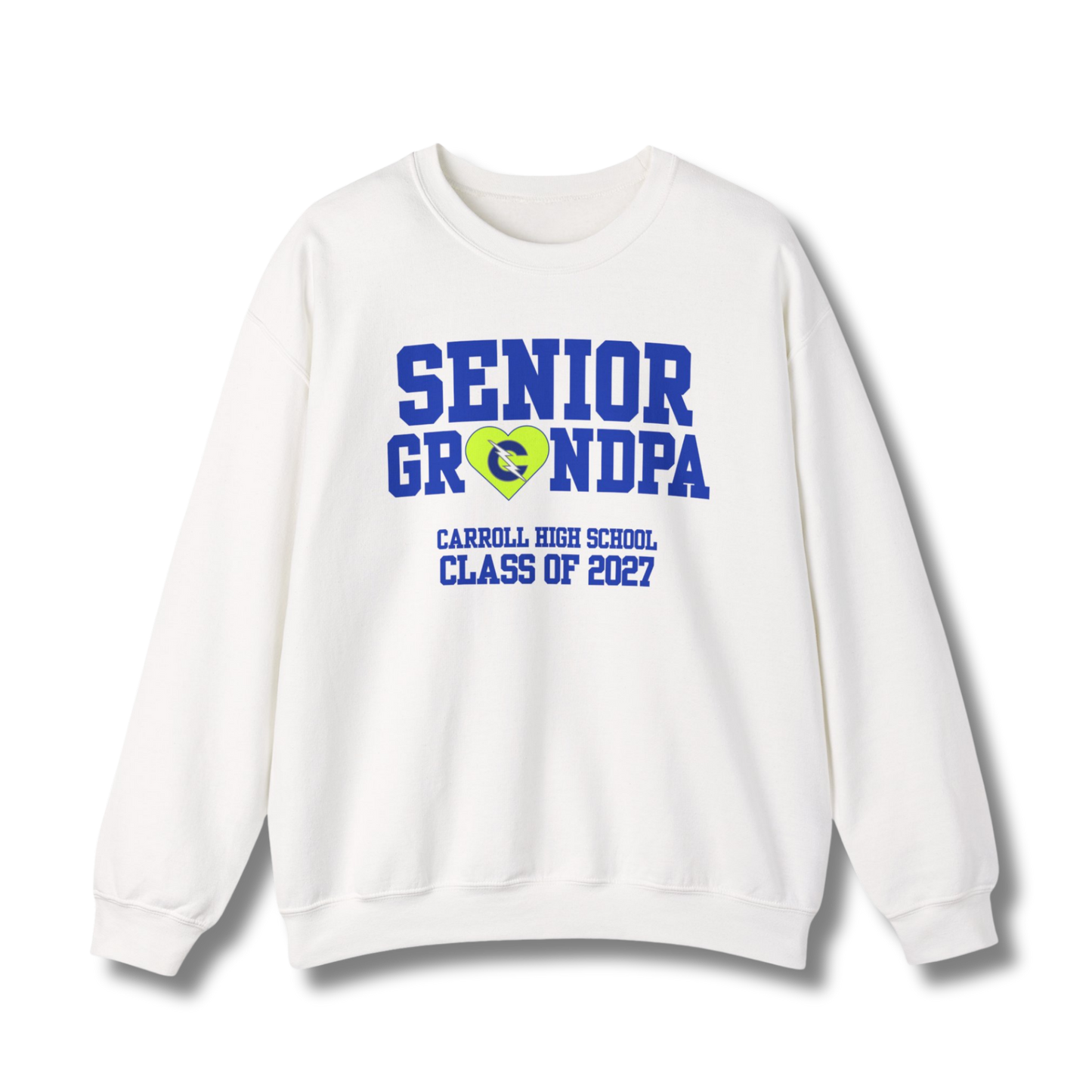 Carroll High School Class of 2027 Senior Grandpa Crewneck Sweatshirt Neon Heart
