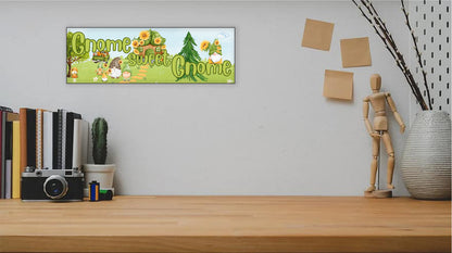 Gnome Sweet Gnome Welcome Sign with Sunflowers 15"x5"