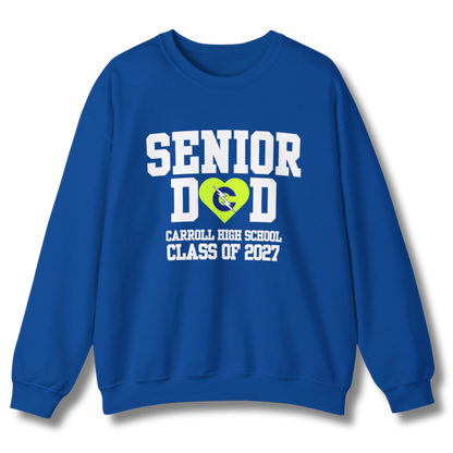 Carroll High School Class of 2027 Senior Dad Crewneck Sweatshirt Neon Heart