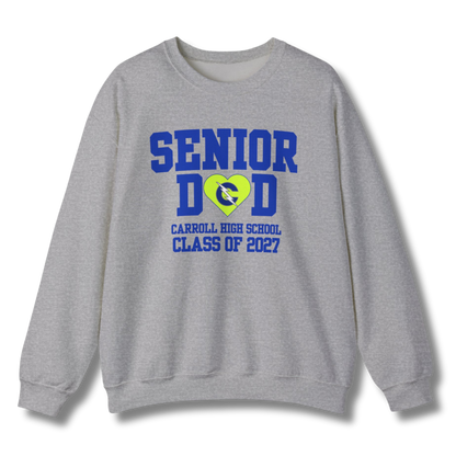 Carroll High School Class of 2027 Senior Dad Crewneck Sweatshirt Neon Heart