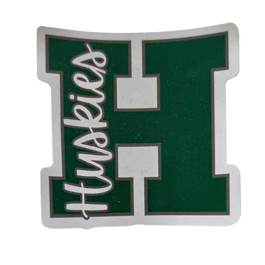Huskies H Green Sticker 3 inch