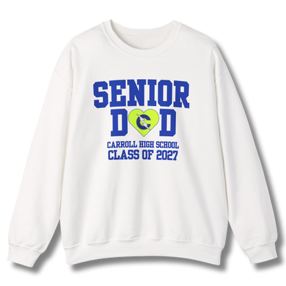 Carroll High School Class of 2027 Senior Dad Crewneck Sweatshirt Neon Heart